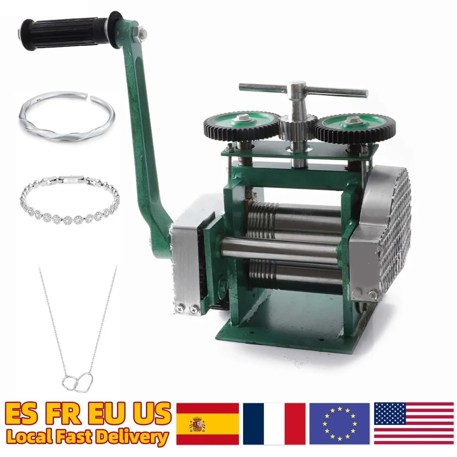 

Зеленый ручной фрезерный станок 3-в-1 для ювелирных изделий (120 мм): пресс с регулируемой толщиной для золота/серебра/меди/алюминия