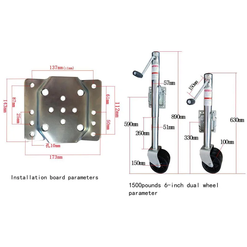 الجملة عالية الجودة 1500lbs -2000lbs الجانب مقطورة الرياح جاك 6 "8" الصلب عجلة شدادة ل قارب القافلة RV مقطورة الملحقات