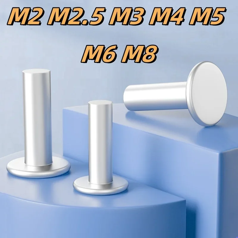 Flat Head Rivet M2 M2.5 M3 M4 M5 M6 M8 Aluminium Flat Round Head Rivet Hand Knock Rivet Nail Bolts 10/30/50/200/300pcs