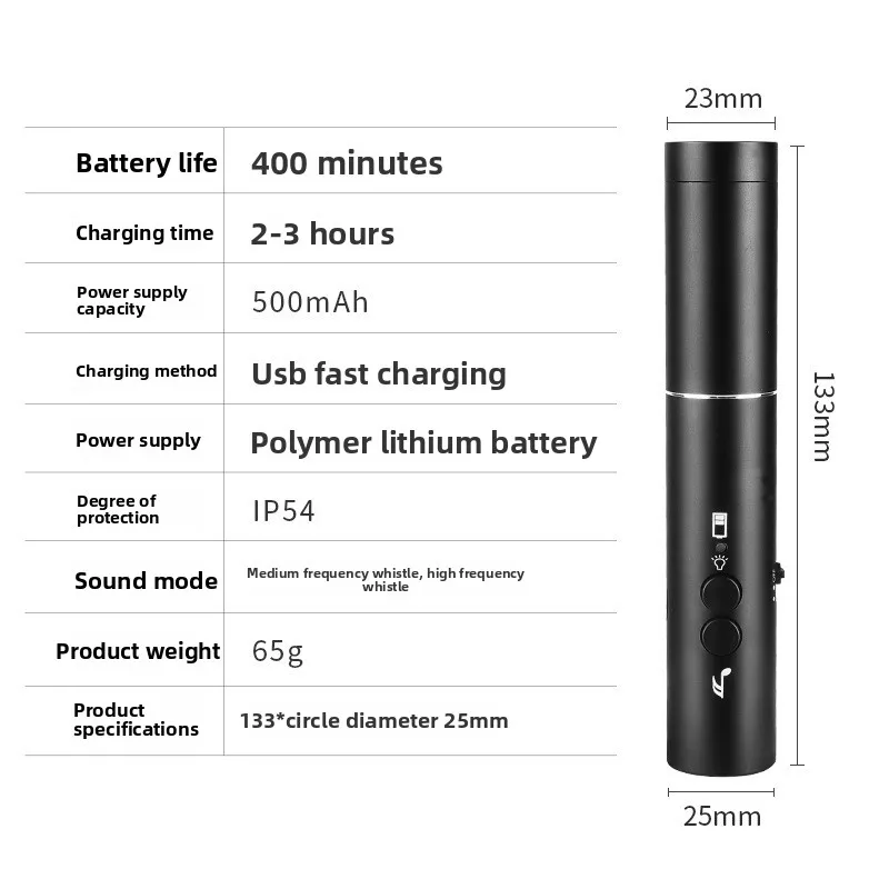 Rechargeable Electronic Whistle with Flashlight Distress Alarm Traffic Command Sports Referee Training Whistle