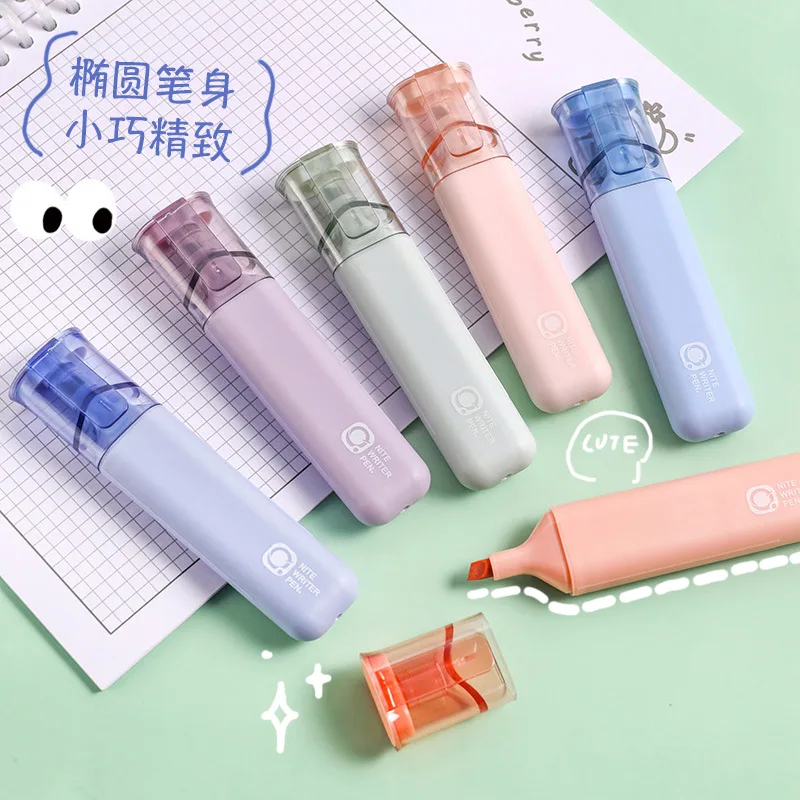 Kawaii Stationery Highlighter Morandi Pastel Pen Eye Care Pastel Highlighters Pen Set Back To School Cute Pens Markers Papeterie