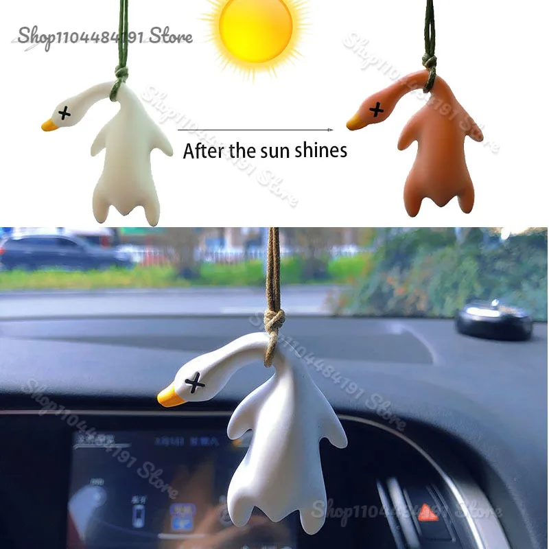 

Color change Duck Car Ornament Roast Duck Pendant Swing Duck Auto Decoration Rear View Mirror Accessories For Car Mirror