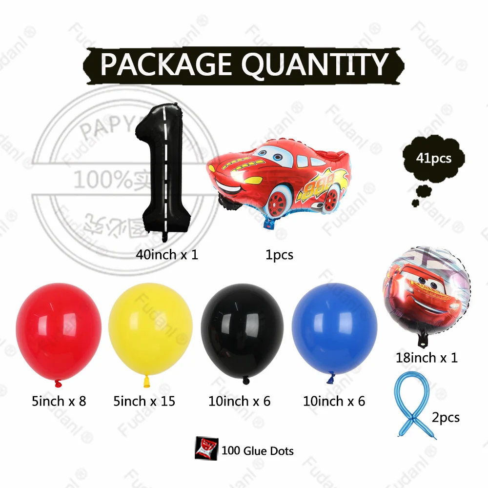 41PC Race car numbers themed balloon party Number 1-9th Foil Ball Baby Shower Kids boy Princess Birthday Party Background map