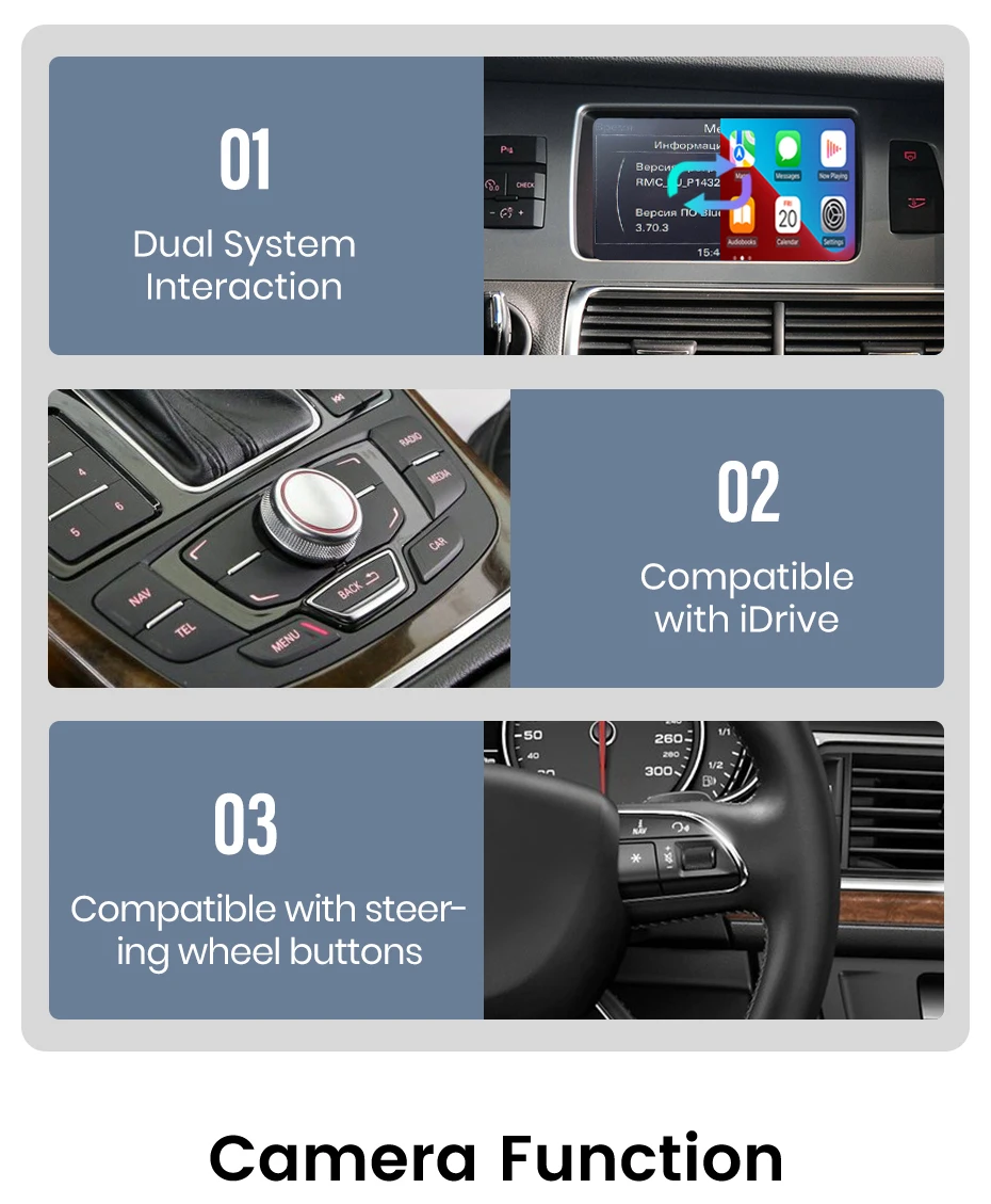Junsun Wireless CarPlay Android Auto Decoder für Audi A6 C6 A7 C7 2009-2011 für Audi Q7 2010-2015 MMI 3G Airplay Mirror Link – Detail 8