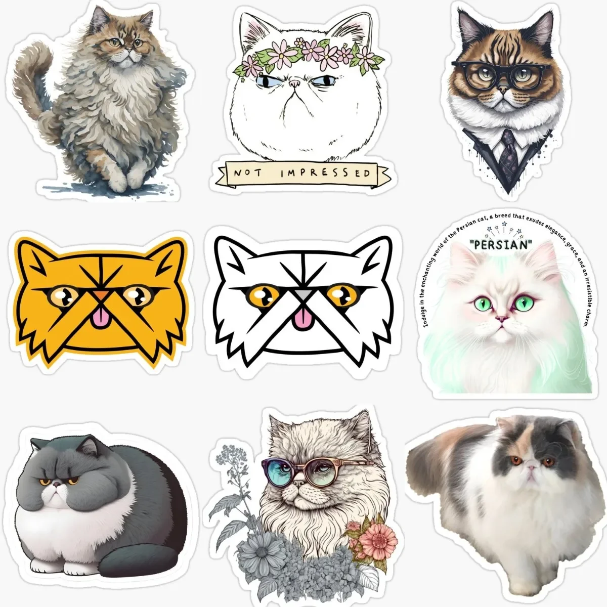 

Cute Persian Cat Creative Personalized Stickers for Decorate Car Room Wall Bicycle Van Table Motorcycle Off-road Camper Bumper