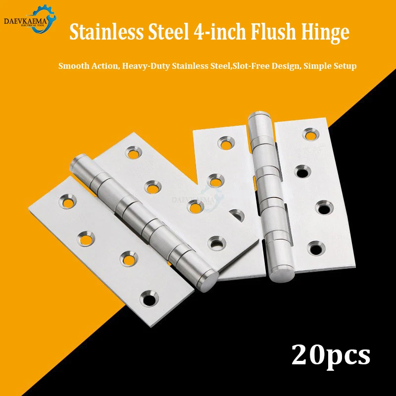 6/20PCS 4inch Door-Hinge Stainless Steel Flat Hinges Window Cabinet Hinges Door Connector Bookcase Wooden Box Furniture-Hardware