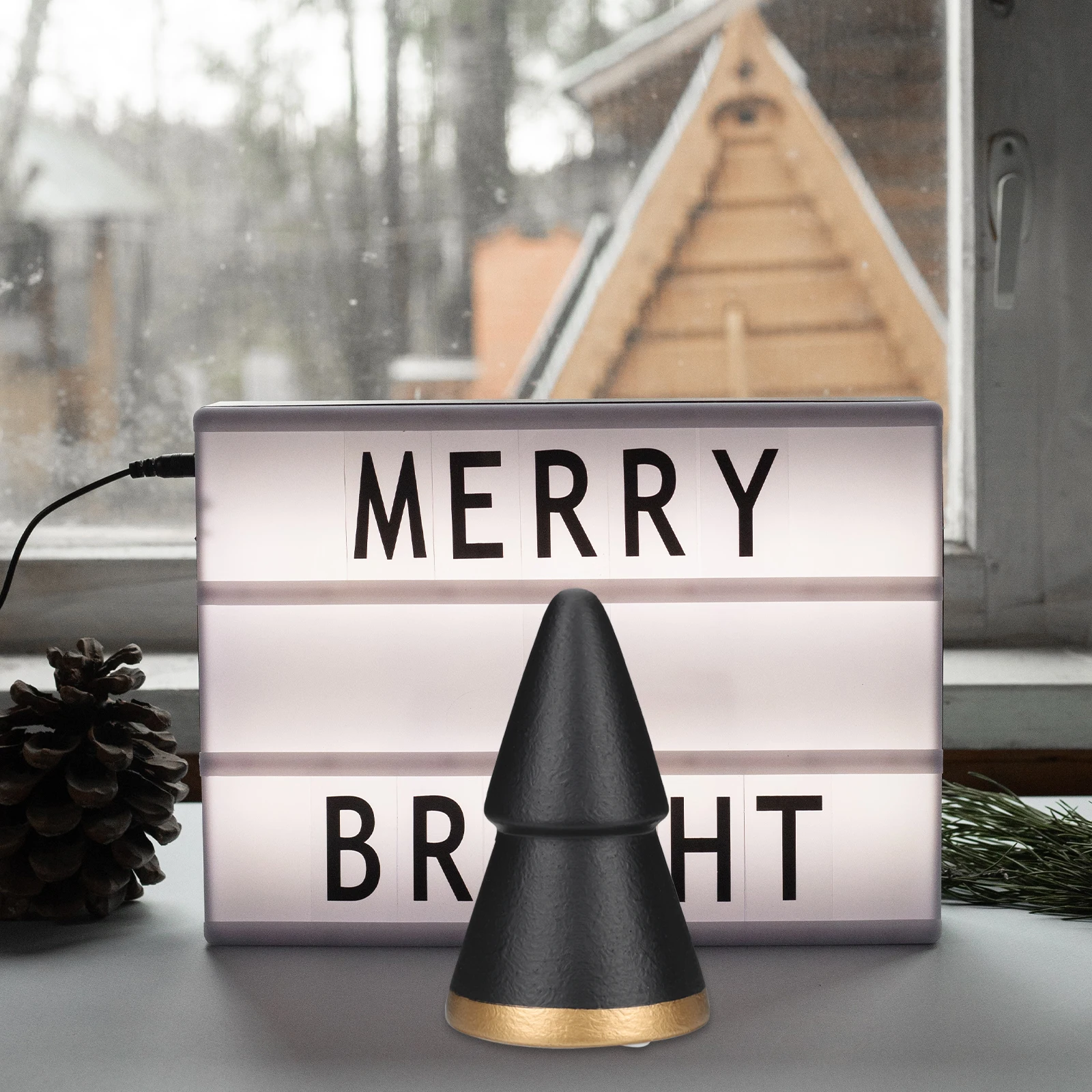 

Desktop Xmas Tree Adorn Chic Christmas Decoration for Living Room Office Golden Base Artistic Design Holiday Gift