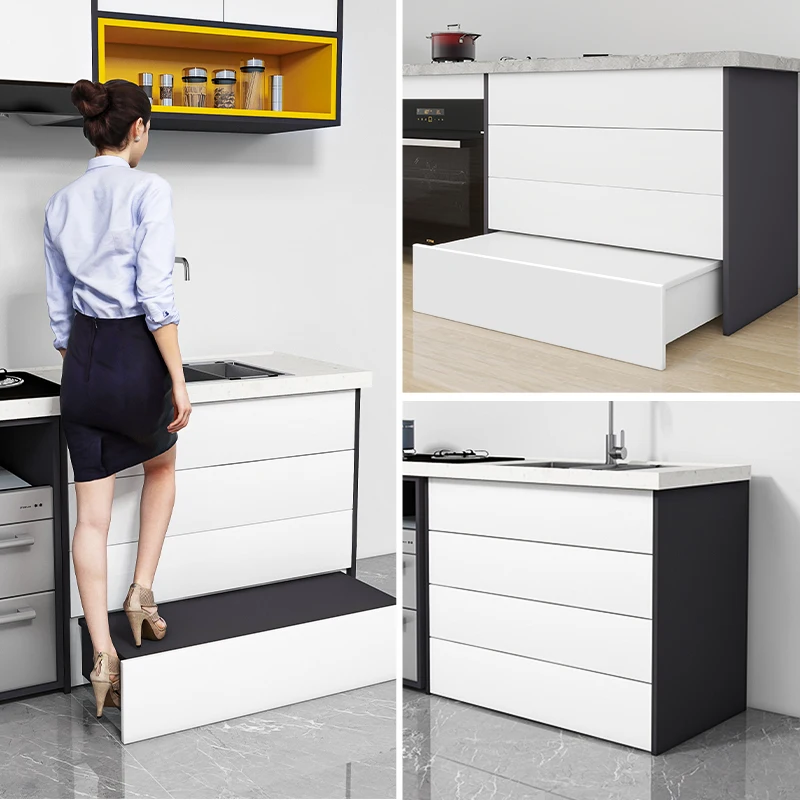 

Kitchen cabinet pull-out telescopic heightening table