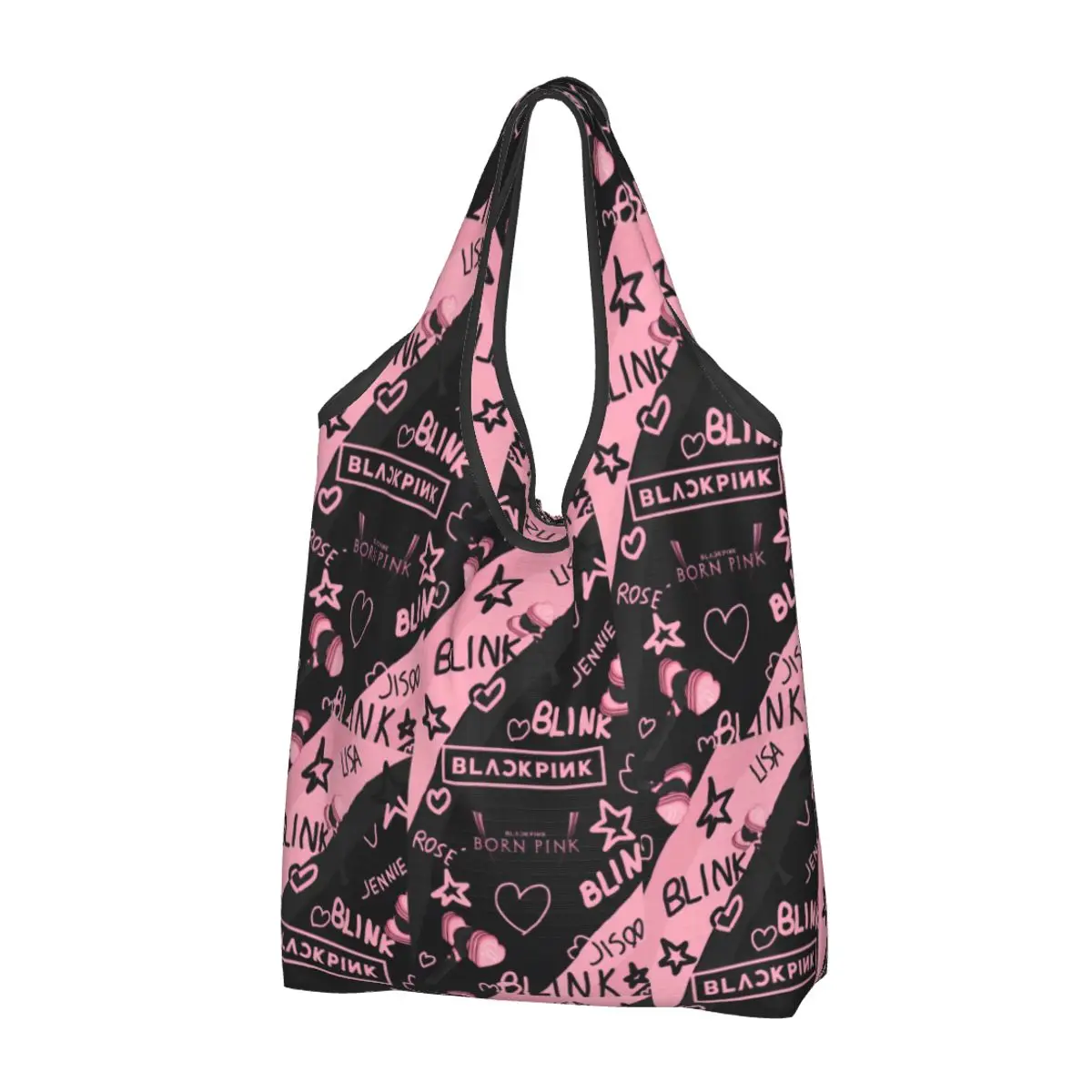 

Custom Reusable Kpop Bp Black Pink Shopping Bag Women Tote Bag Portable Groceries Shopper Bags