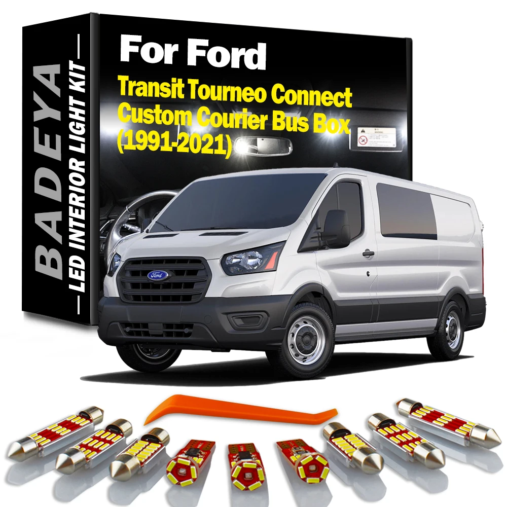 LED Interior Trunk Map Dome Roof Light Car Bulbs Kit For Ford Transit Tourneo Connect Custom Courier Bus Box 1991-2019 2020 2021