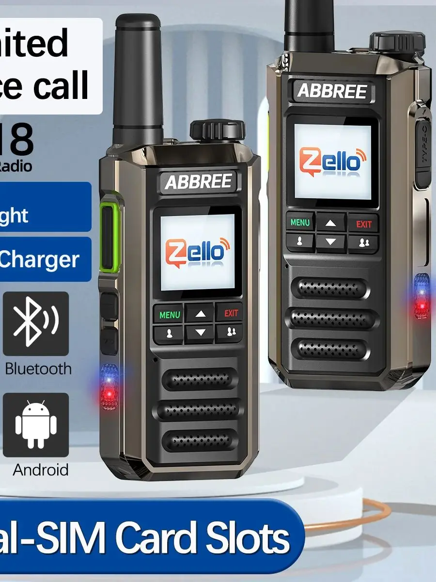 ABBREE GP-18 Zello PoC Radio Global Onbeperkt Afstand Dual Sim-kaartsleuven Android Bluetooth Zaklamp WIFI 3G /4G Netwerk Radio - afbeelding 2