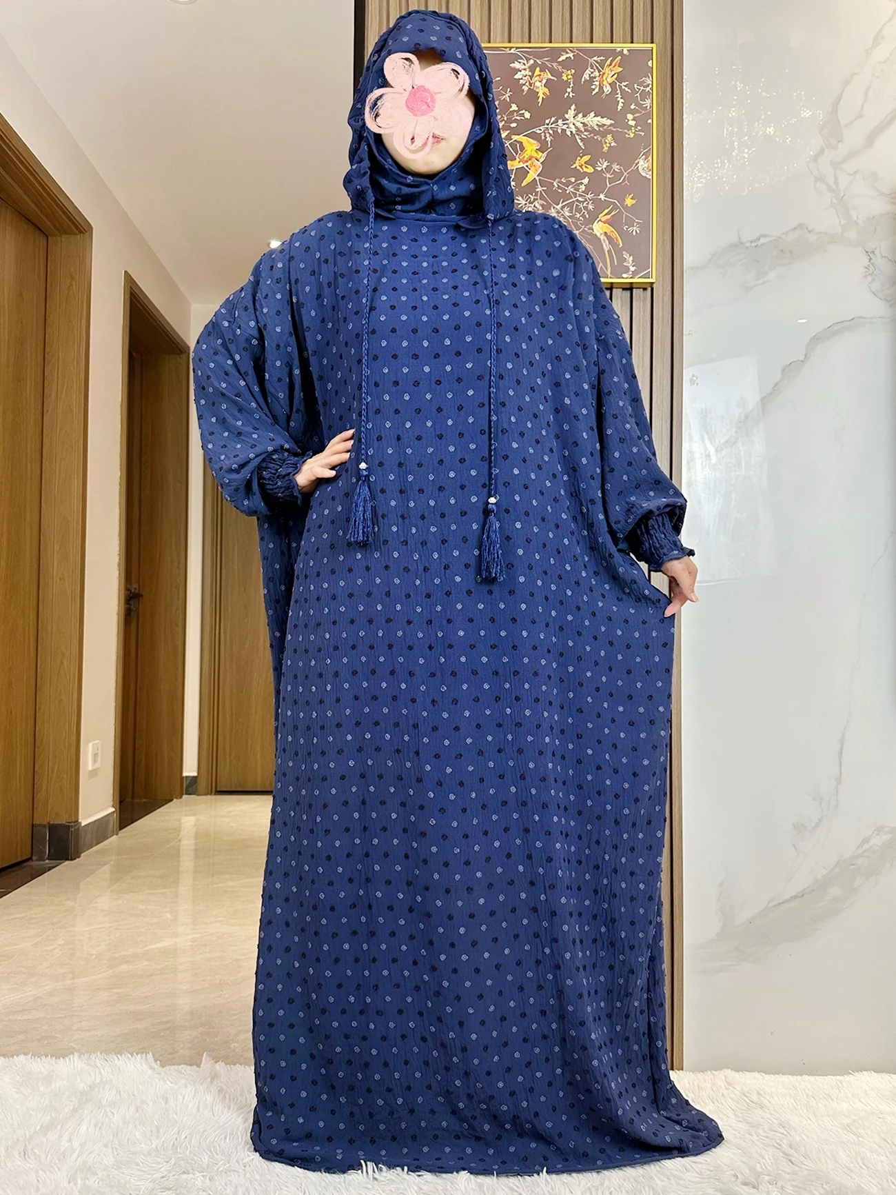 Latest Ramadan Women Abaya Two Hats Dubai Turkey Islam Prayer Clothes Sanding Cotton Fabric Dresses Islam Women Dress Kaftan