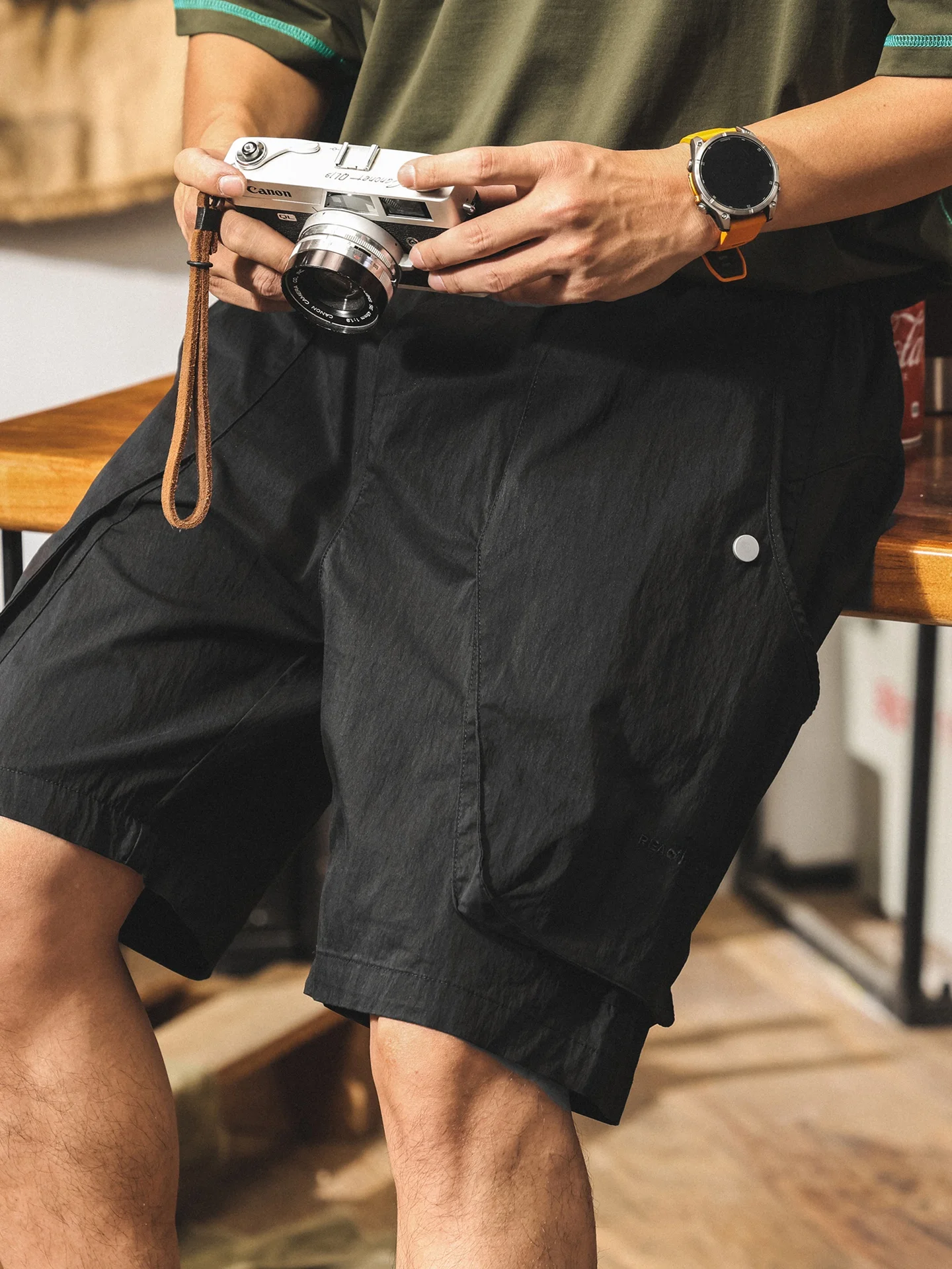 

Свободная мужская рабочая одежда orts Summer Qui Dry Big ket American Sle, повседневные модные брюки средней длины, прямые брюки из смеси хлопка