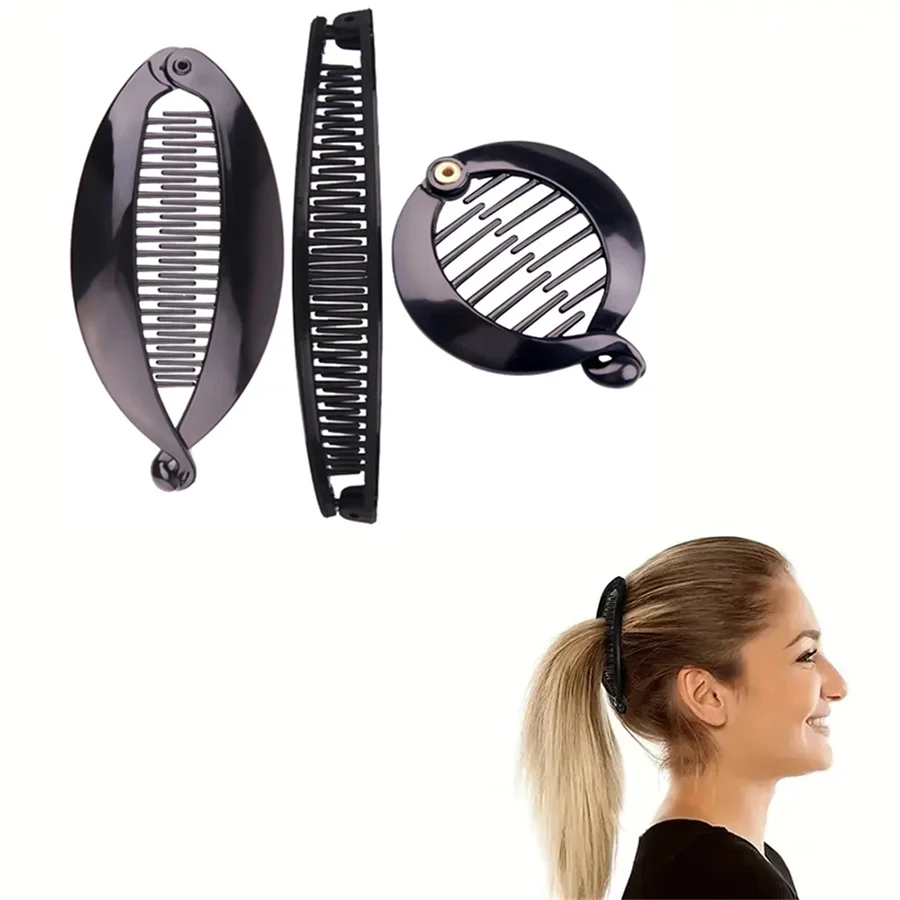3PCS Banana Clips Hair, Banana Clip Clincher Combs for Thin Medium Hair, Vintage Fishtail Fish Shape Comb, Curly Lady Ponytail