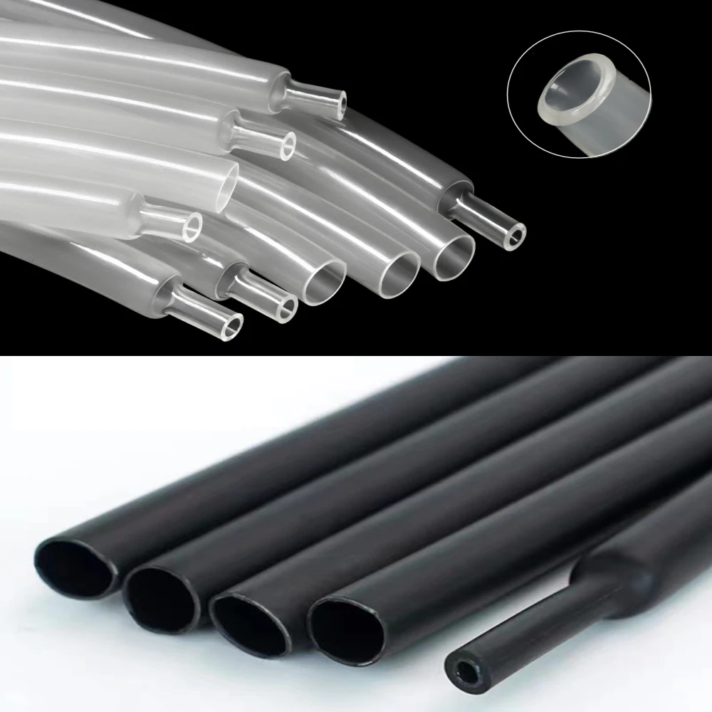 1 Meter 3:1 Dual Wall Adhesive Lined Heat Shrink Tubing Transparent/Black Waterproof Insulated Sleeve (2.4mm-12.7mm)