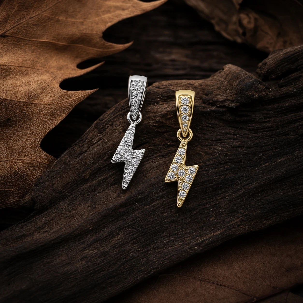  18K vergoldeter Edelstahl-Blitzanhänger mit funkelndem Zirkonia-Charm für DIY-Halskettenherstellung – Detail 2