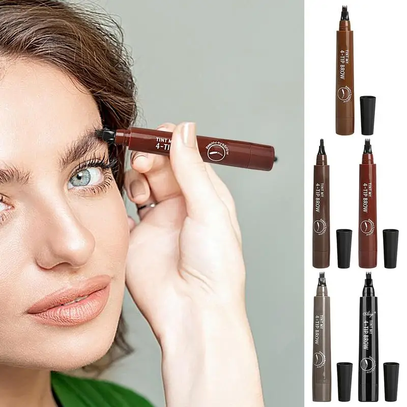 4 Point Brow Pencil Natural Microblading Eyebrow Pencil Long-Lasting Eyebrow Makeup Cosmetic Waterproof Eyebrow Marker Pen