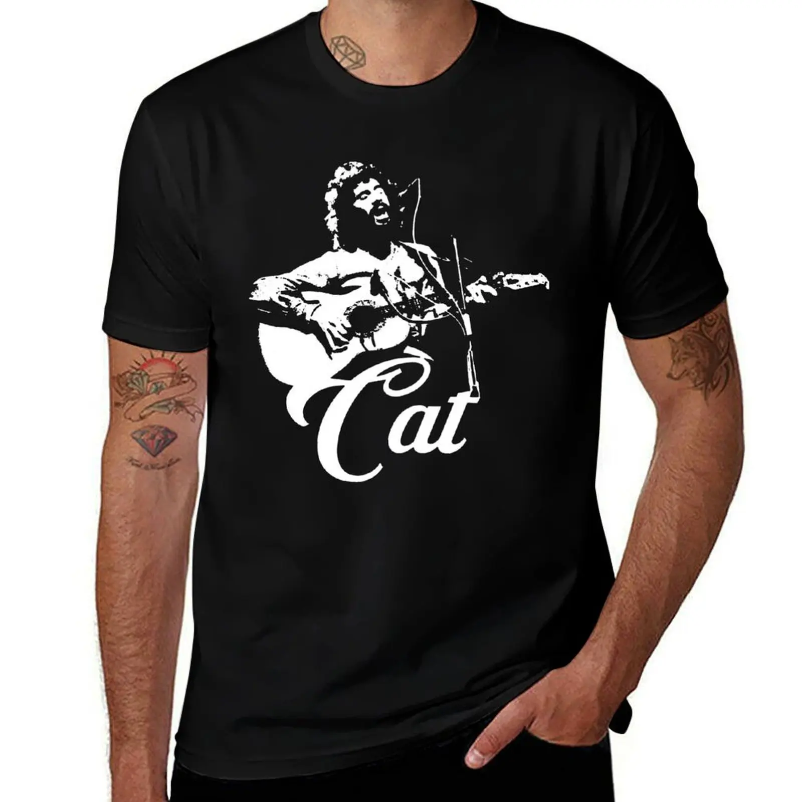 Cat Stevens - White Stencil T-Shirt t shirt man luxury T-Shirt
