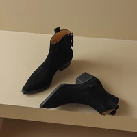 AIYUQI Women's Ankle Boots 2026 New Pointed Toe Zippered Western Cowboy Boots For Women Block Heel Work Boots Female - Image 6