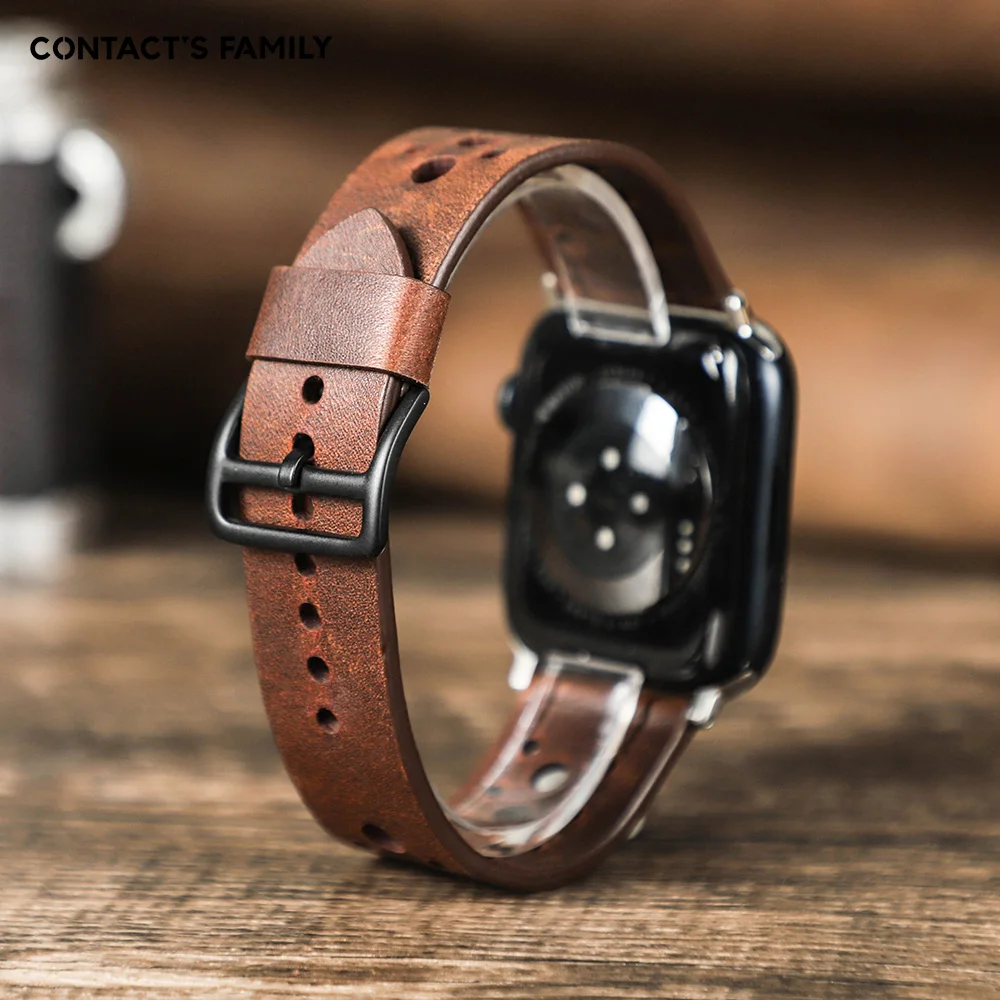 

Genuine Leather Apple Watch Band Watchband For 49mm 45mm 41mm 44mm 40mm Apple Watch Strap Bracelet iwatch 3 5 SE 6 7 8 Ultra