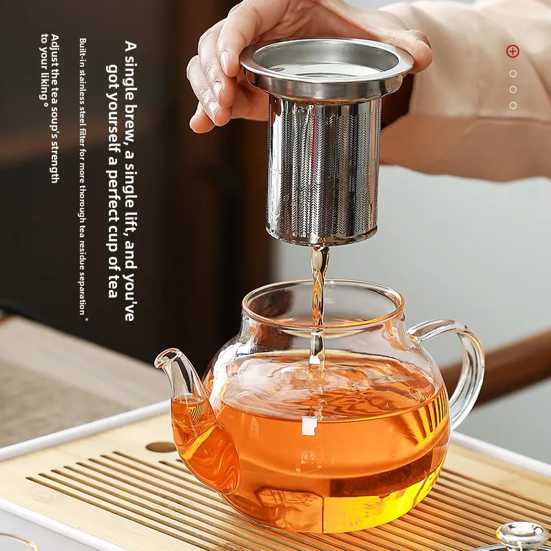 220V High Borosilicate Glass Teapot Thickened Heat Resistant Tea Infuser with Strainer New Home Tea Maker