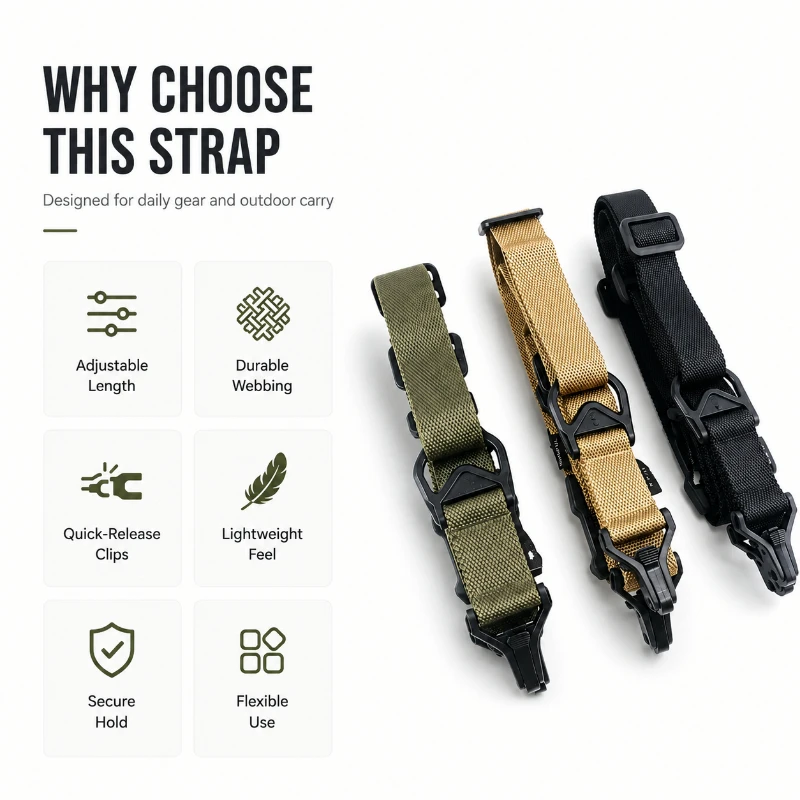 Outdoor Multifunctional Shoulder Lanyard Upgraded Adjustable Single Double Point Switch Quick Connect Safety Strap