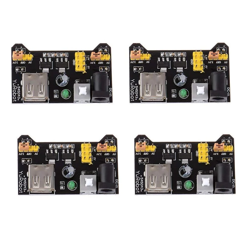 4pcs 3.3V 5V Power Supply Module for MB102 102 Prototype Breadboard DC 6.5-12V or USB Power Supply Module