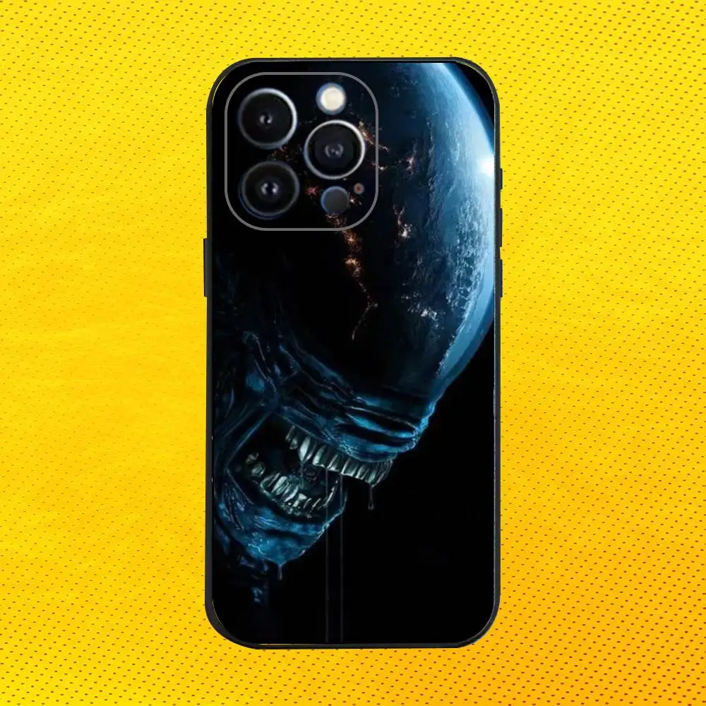 A-Alien E-Earth Xenomorph Phone Case For iPhone 16e,16,15,14,13,12,11,Pro,X,XS,Max,XR,Plus,Mini Soft Black Cover