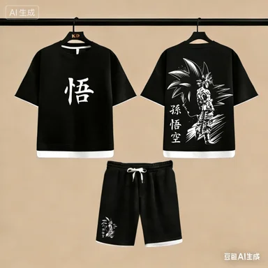 

Men's West Coast Choppers Austin Texas Graphic 2 Piece Outfit Waffle Knit T-shirt & Shorts Set Casual Biker Streetwear Tracksuit
