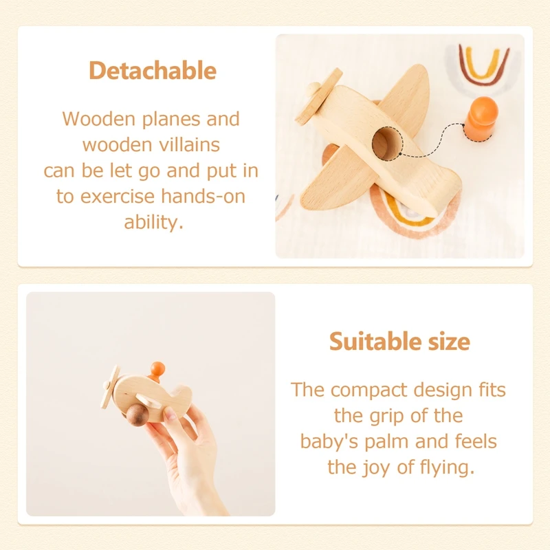 Montessori Wooden Airplane Toys for Children Puzzle Game Cartoon Colorful Wooden Peg Dolls Toy Educational Newborn Blocks Gift