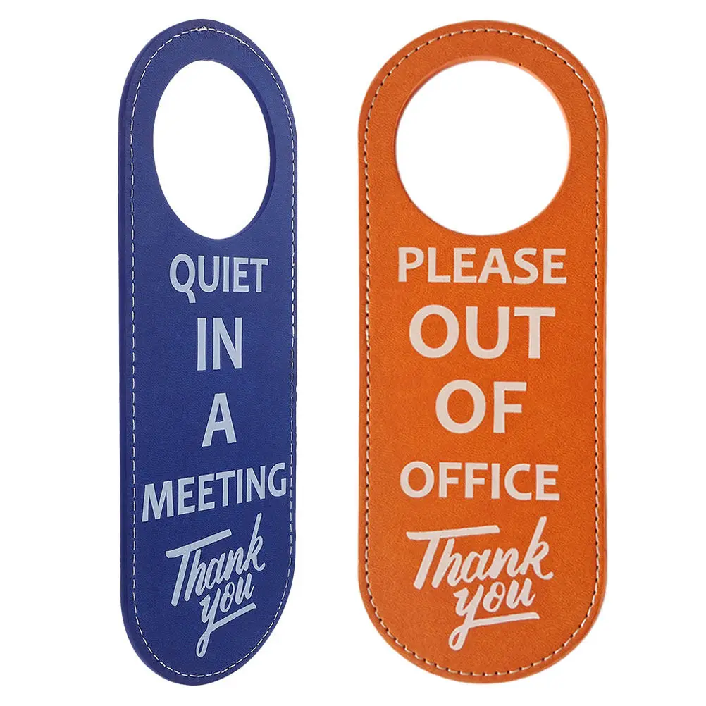 

2Pcs Elegant PU Door Hanger Sign Clear Visible in Meeting Busy Do Not Disturb Office Door Sign for Conference Room Hotel Dorm