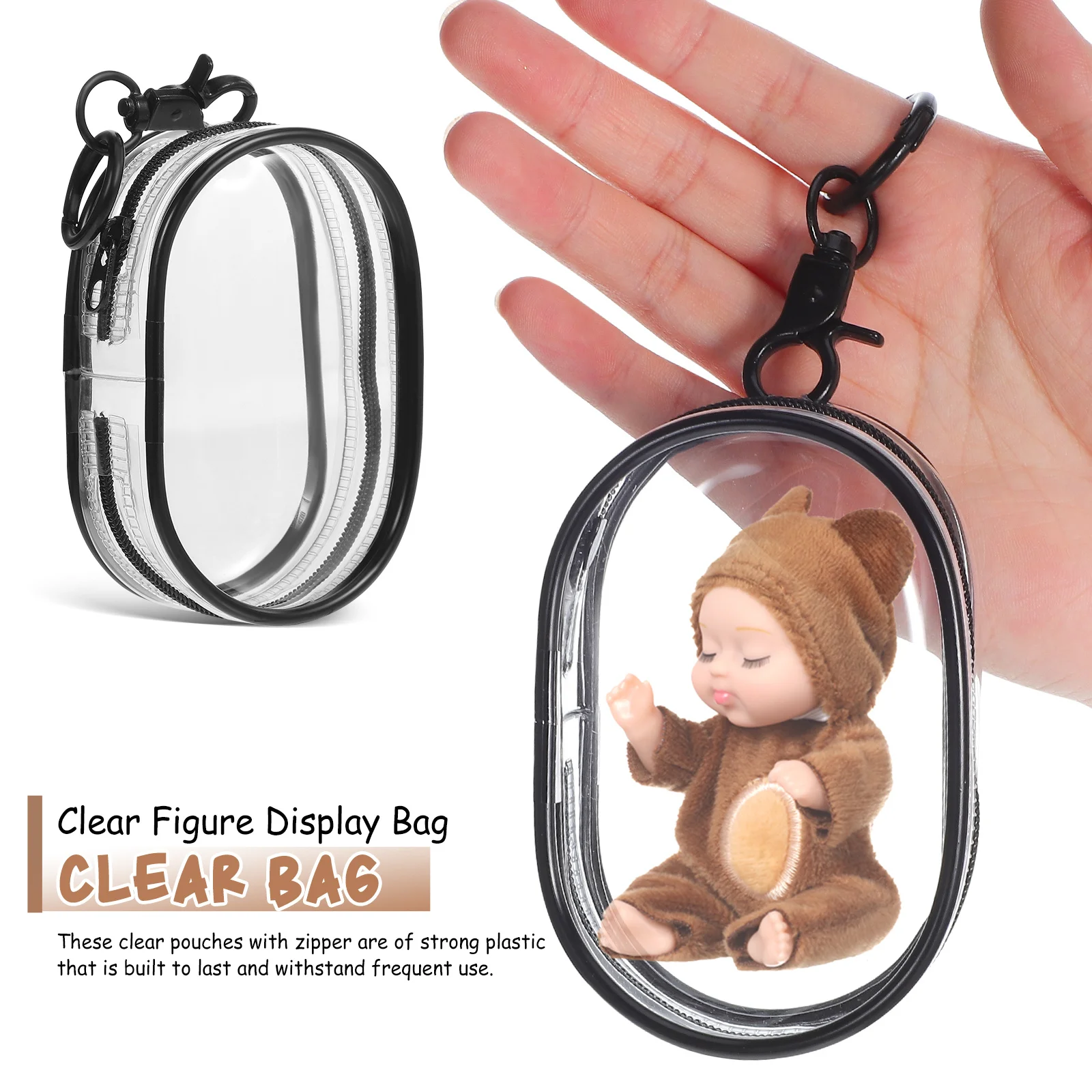 

4-шт. Прозрачная сумка для показа фигурок. Красочная сумка на молнии для хранения. Портативный маленький прозрачный кошелек для монет. Подвесной чехол-переноска.