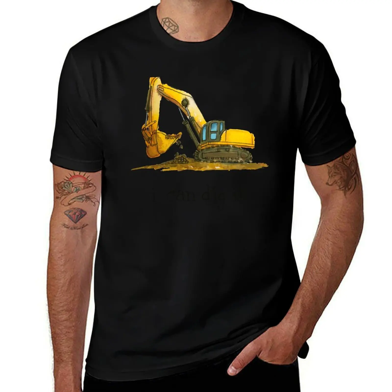 

It Inky Dig Excavator Can I T-Shirt Work Daily Short Sleeve Top