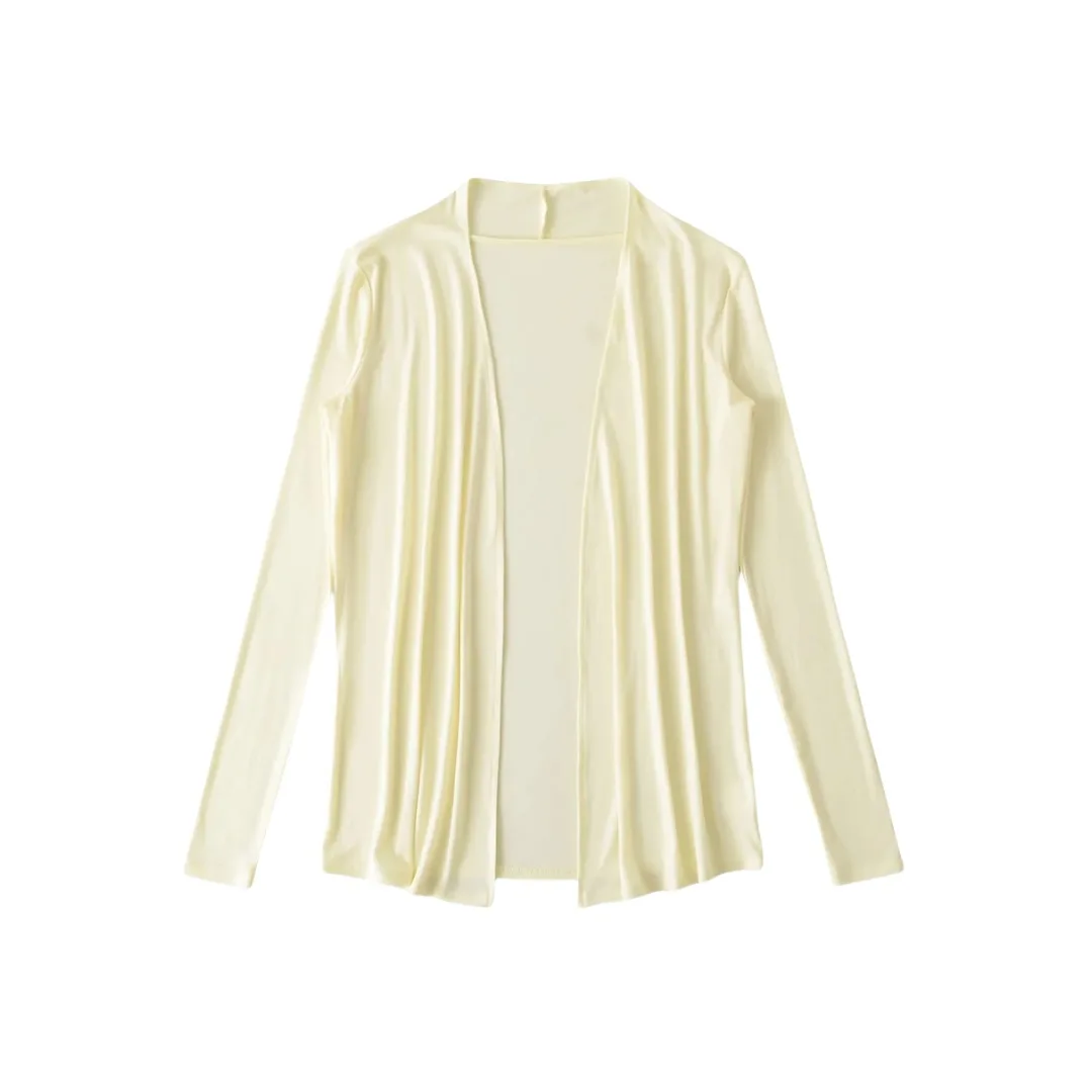

Women's Solid Color Buttonless Cardigan Jacket Mid-Length Summer Thin Long-Sleeved Sun Protection Air-Conditioned Shirt Top