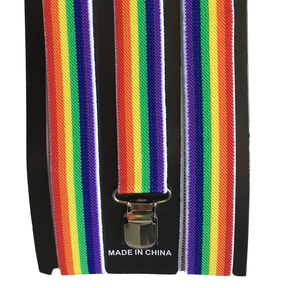 

Rainbow Suspender Y-Shape Elastic Clip Suspenders Adjustable Pants Braces for Men Women Casual Formal Rainbow Suspenders