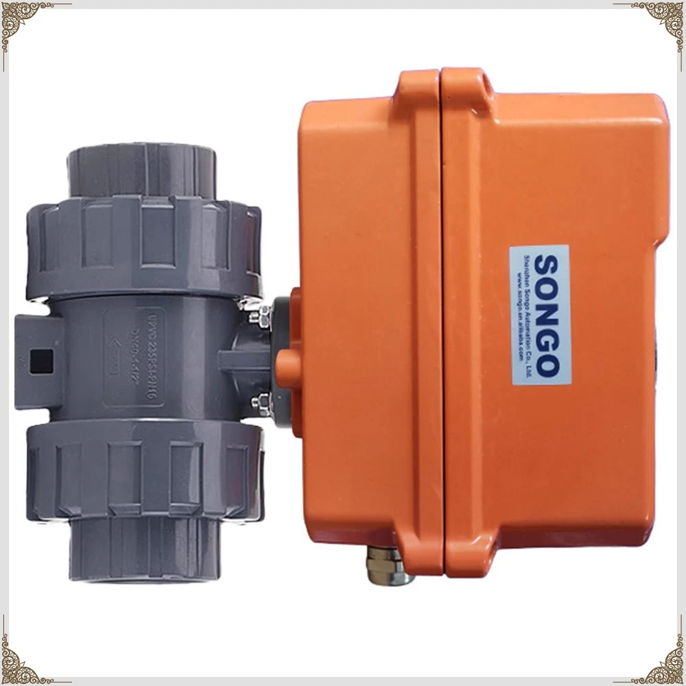 Switch Type 24V DC DN32 1Mpa BSP NPT Threaded Electric Actuator 2-way Electric P-VC Ball Valve