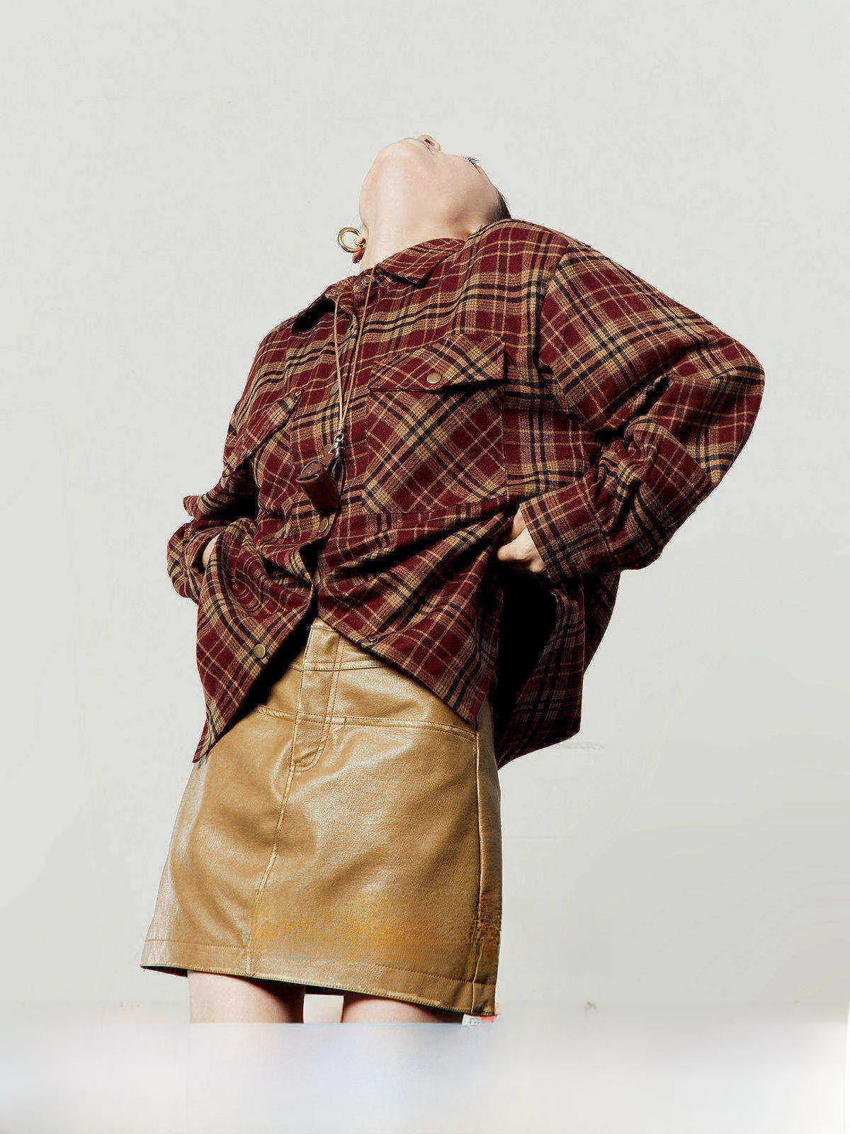 

Red Plaid Casual Long Sve Collar irt Women's Loose Fit Spring New Sle Comfortable Breathable Skin-Friendly