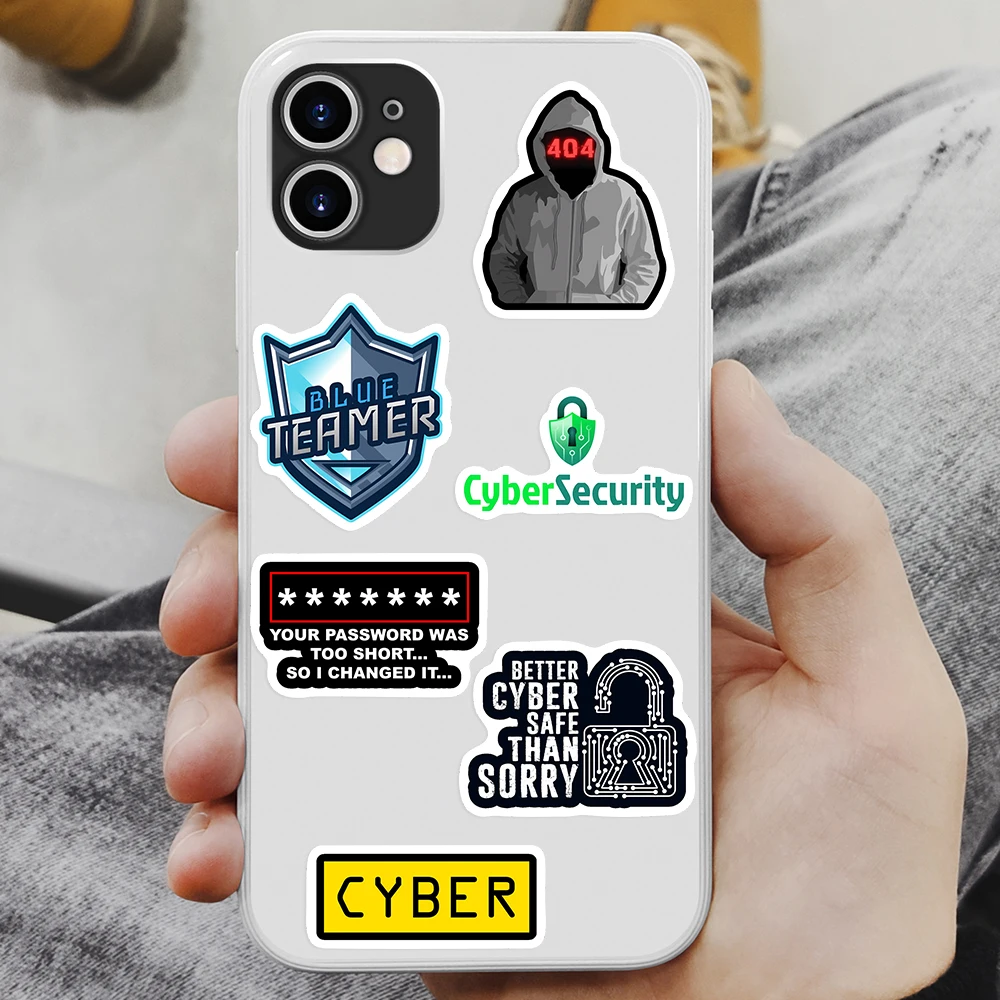 Cybersecurity peretas stiker keamanan jaringan stiker hadiah DIY untuk Laptop telepon buku tempel bagasi botol dekoratif tahan air