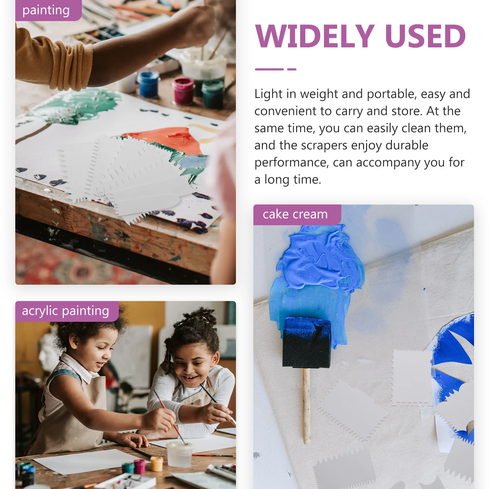 

7Pcs Painting Scrapers Acrylic Art Scraper Durable DIY Tool Wave Design for Kids Crafts Drawing Painting Scrapers