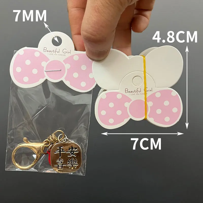 50pcs Cute Bowknot Packaging Paper Cards Foldable Tags for DIY Hairclip Barrettes Headwear Display Jewelry Wrap Hang Lables