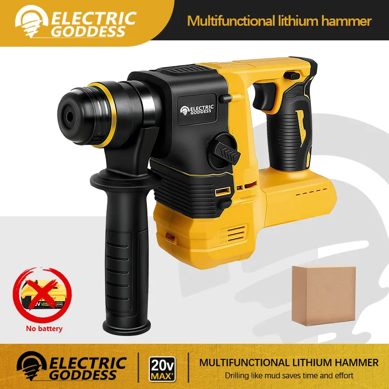 

Electric Goddess Brushless Electric Hammer Drill Multifunctional Rotary Cordless Rechargeable Power Tool For Dewalt 20V Battery