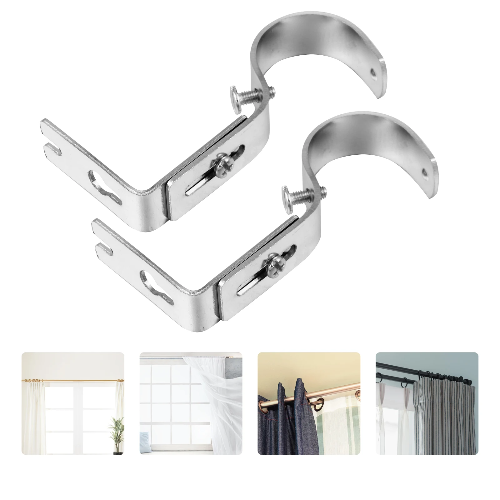 Supports de tringle à rideau en fer, 2 pièces, supports réglables robustes pour pare-soleil de fenêtre, rideaux, Support robuste pour le bureau et la maison