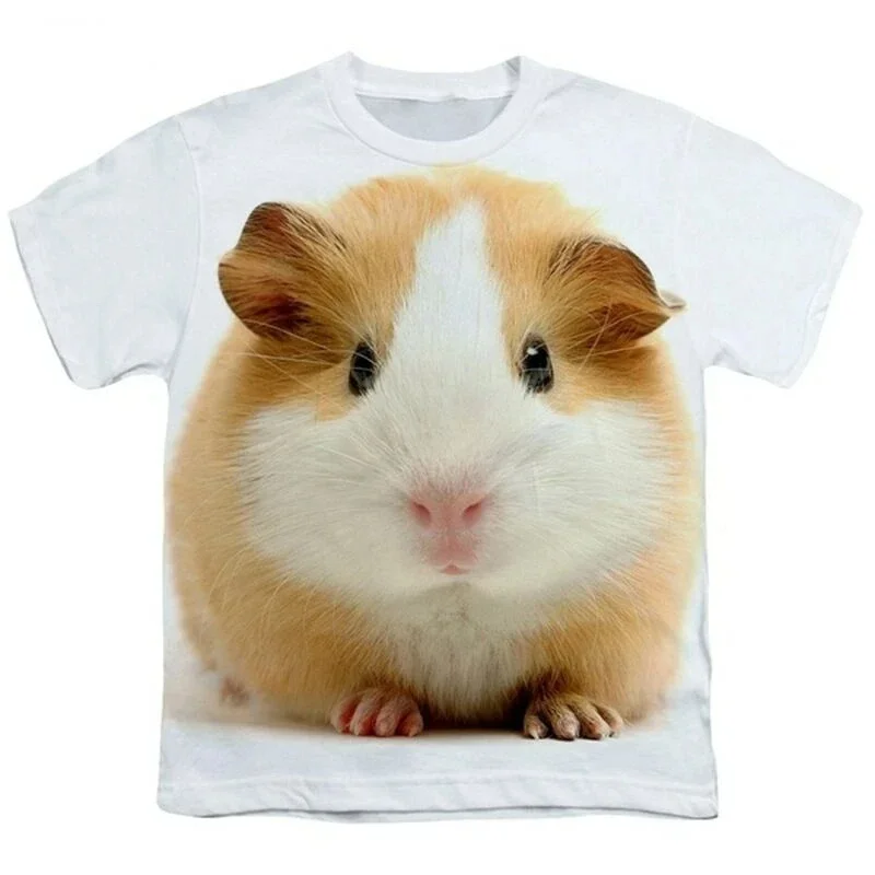 Guinea Pig Pattern T Shirt For Men Hamster Animal 3D Print Tees Fashion Casual Street Short Sleeve Round Neck Tops Loose T-Shirt