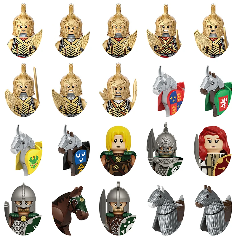 Bloques de construcción de castillo con armadura de rey guerrero medieval, figuras de acción coleccionables, juguetes en miniatura, regalo exquisito para coleccionistas