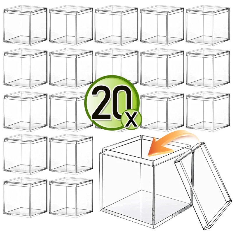 1-20 Stuks Transparante Acryl Dozen Met Deksel Plastic Organizer Gift Verpakking Voedsel Snoep Opslag Container Voor Thuis Display