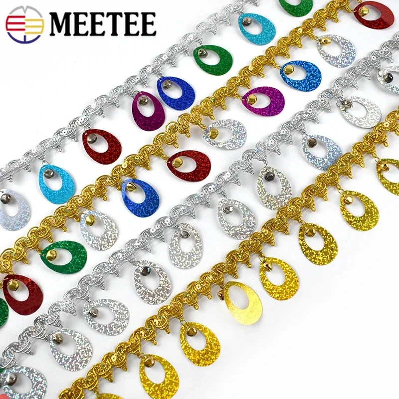 

3/6/9Meters Meetee 6cm Wide Sequin Lace Trim Dance Dress Tassel Ribbon Home Textile Decor Fringe Laces DIY Sewing Craft Material