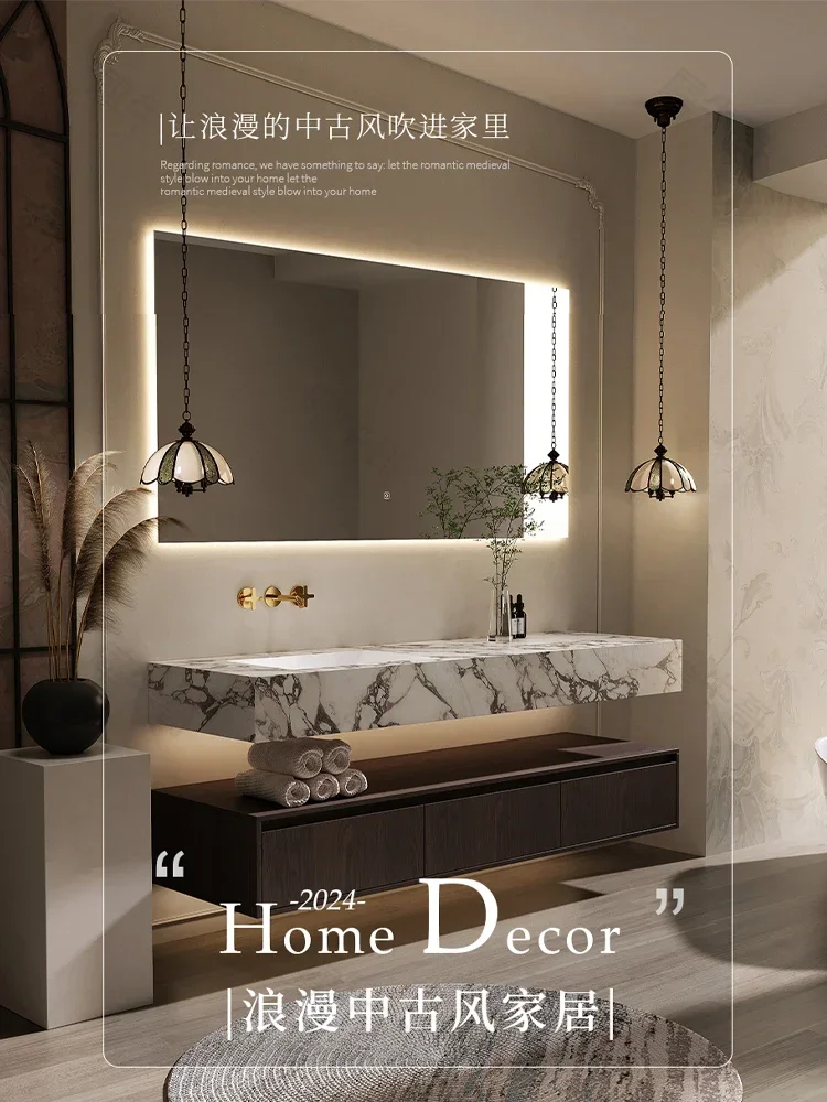 

Rock slab seamless ceramic integrated basin bathroom cabinet combination toilet sink wash hand