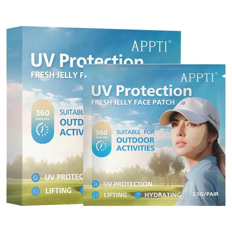 Autocollants UV pour protection solaire, patchs pour les yeux coupés en plein air, patch facial de golf, taches de rousseur SAP, protection solaire hydratante, 5 paires par boîte