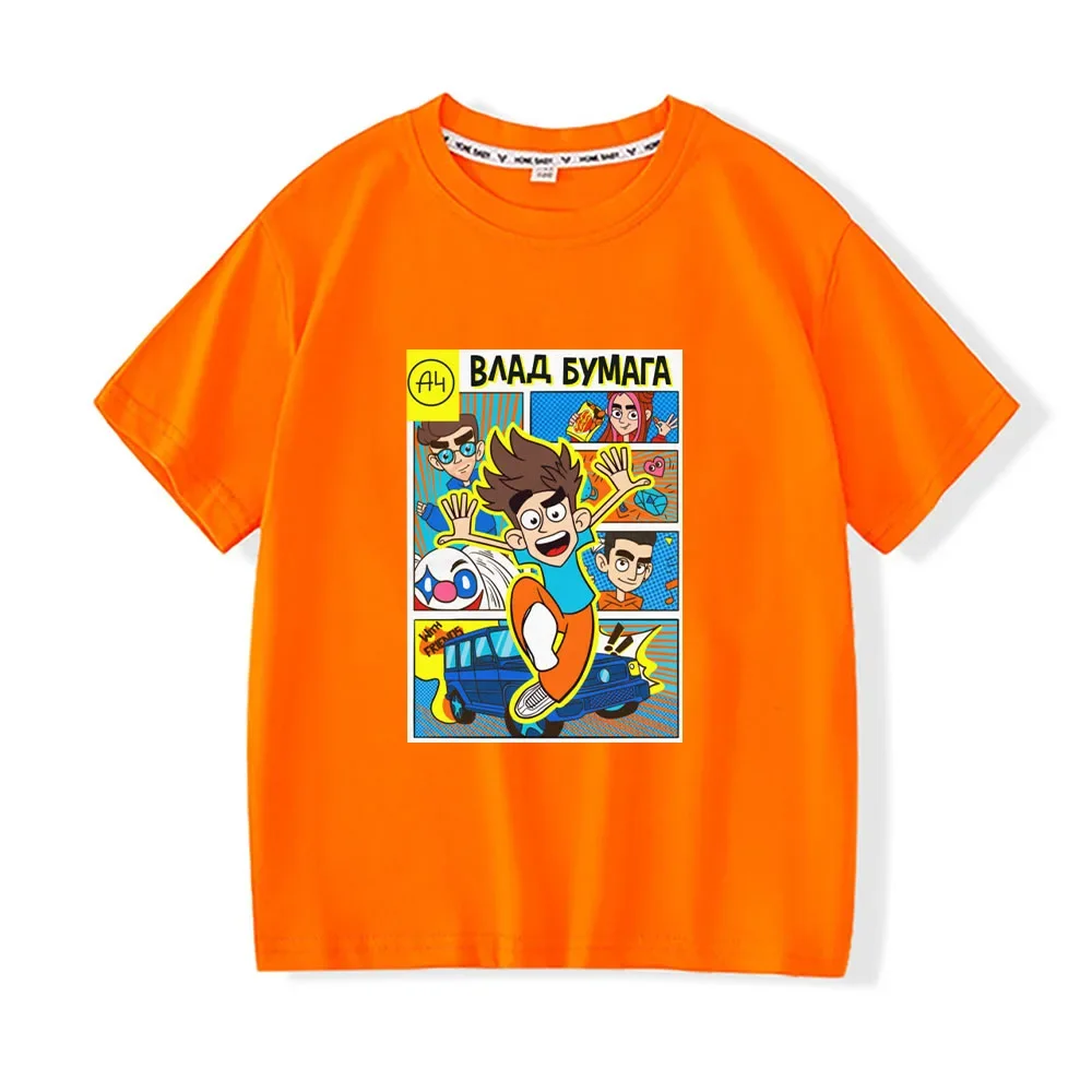Merch A4 Tees New Suitable Children Boys Girls Kid Cotton T-shirts Summer Loose Tshirt Leisure O-neck Fashion Tops Влад БумагаA4