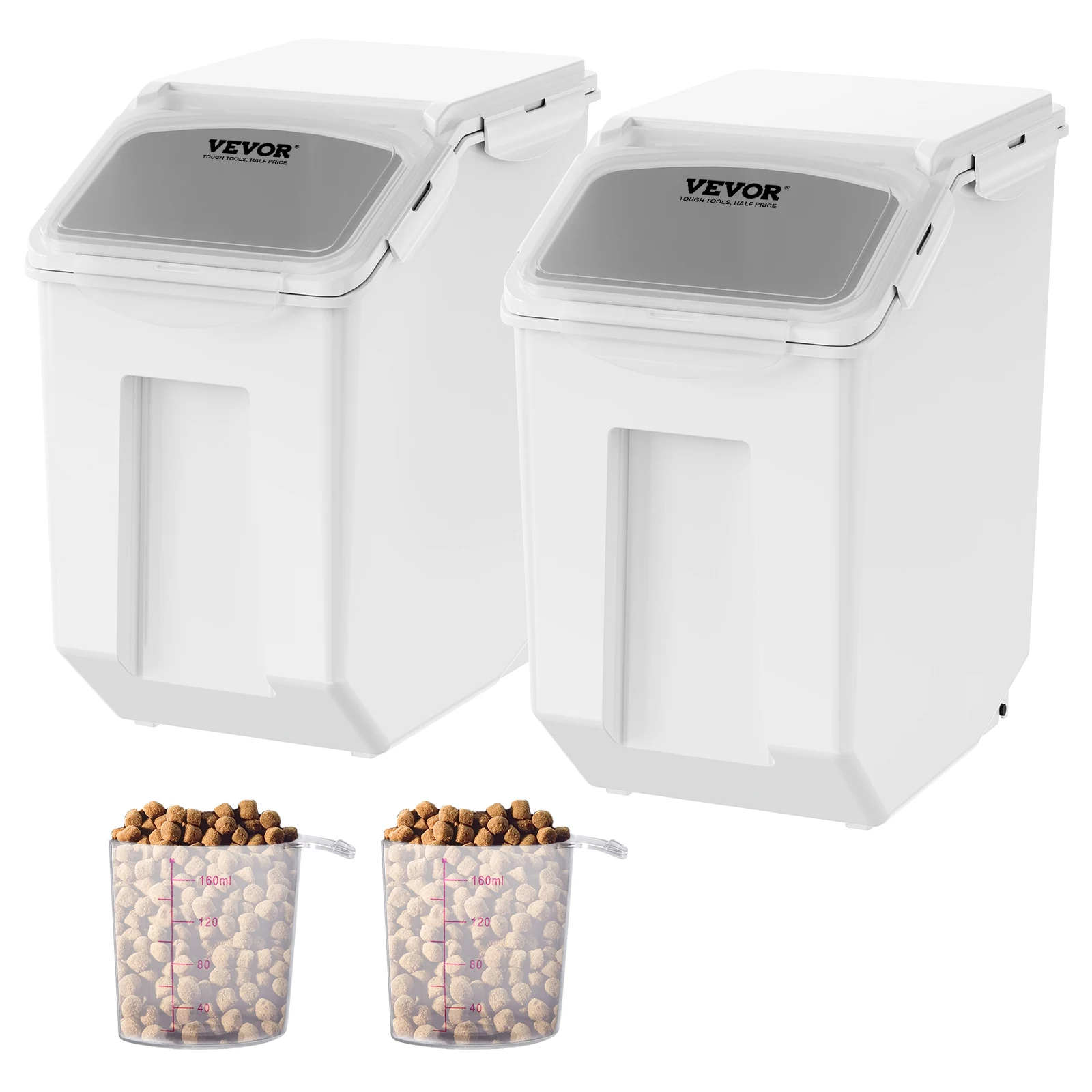 VEVOR Ingredient Storage Bin Dispenser Bin with 2 Measuring Cups and Airtight Lid PP Material Rice Cereal Flour Bin